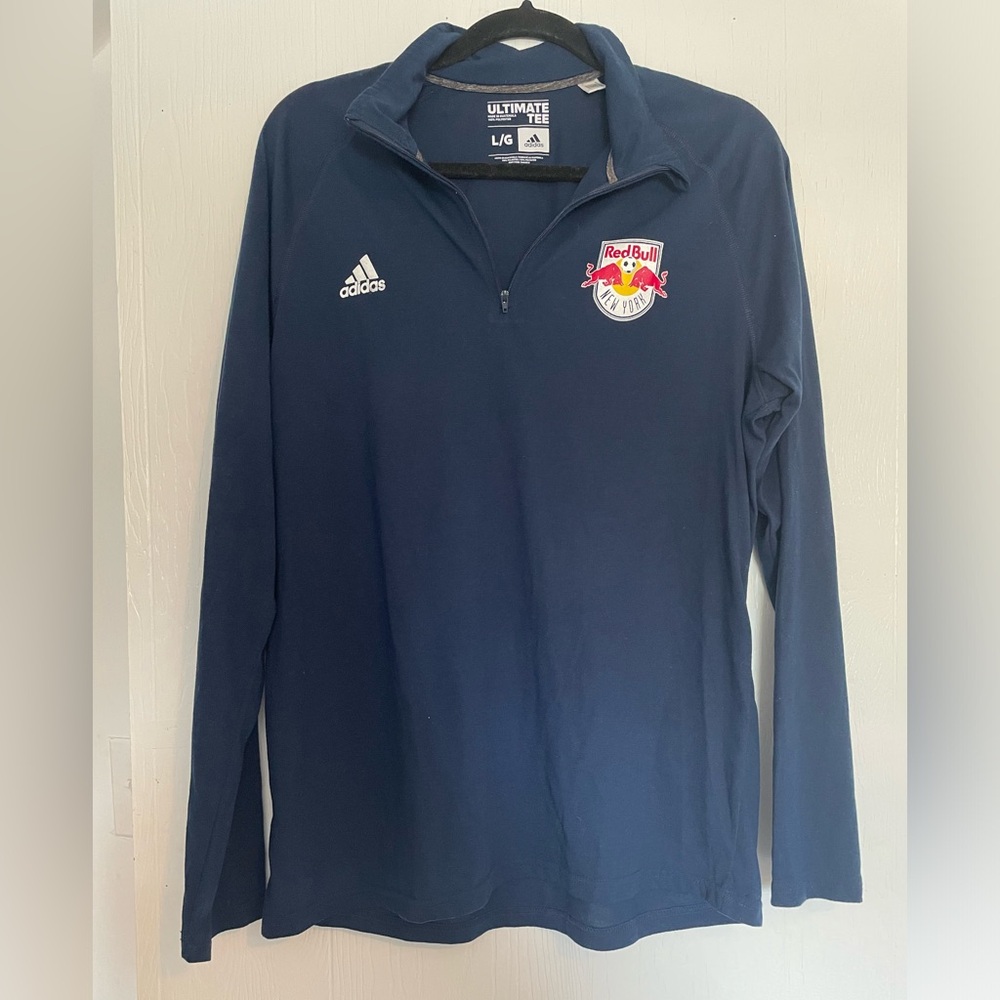 New York Red Bulls Navy Adidas Ultimate Tee Long Sleeve, Size Large - MLS Soccer